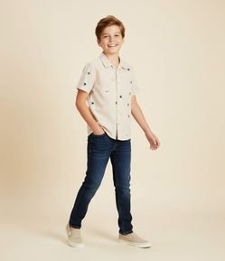 Camisa Infantil com Estampa Mini Ícones - Tam 5 a 14 Anos
