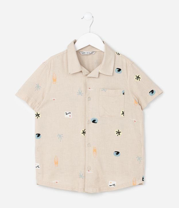 Camisa Infantil com Estampa Mini Ícones - Tam 5 a 14 Anos