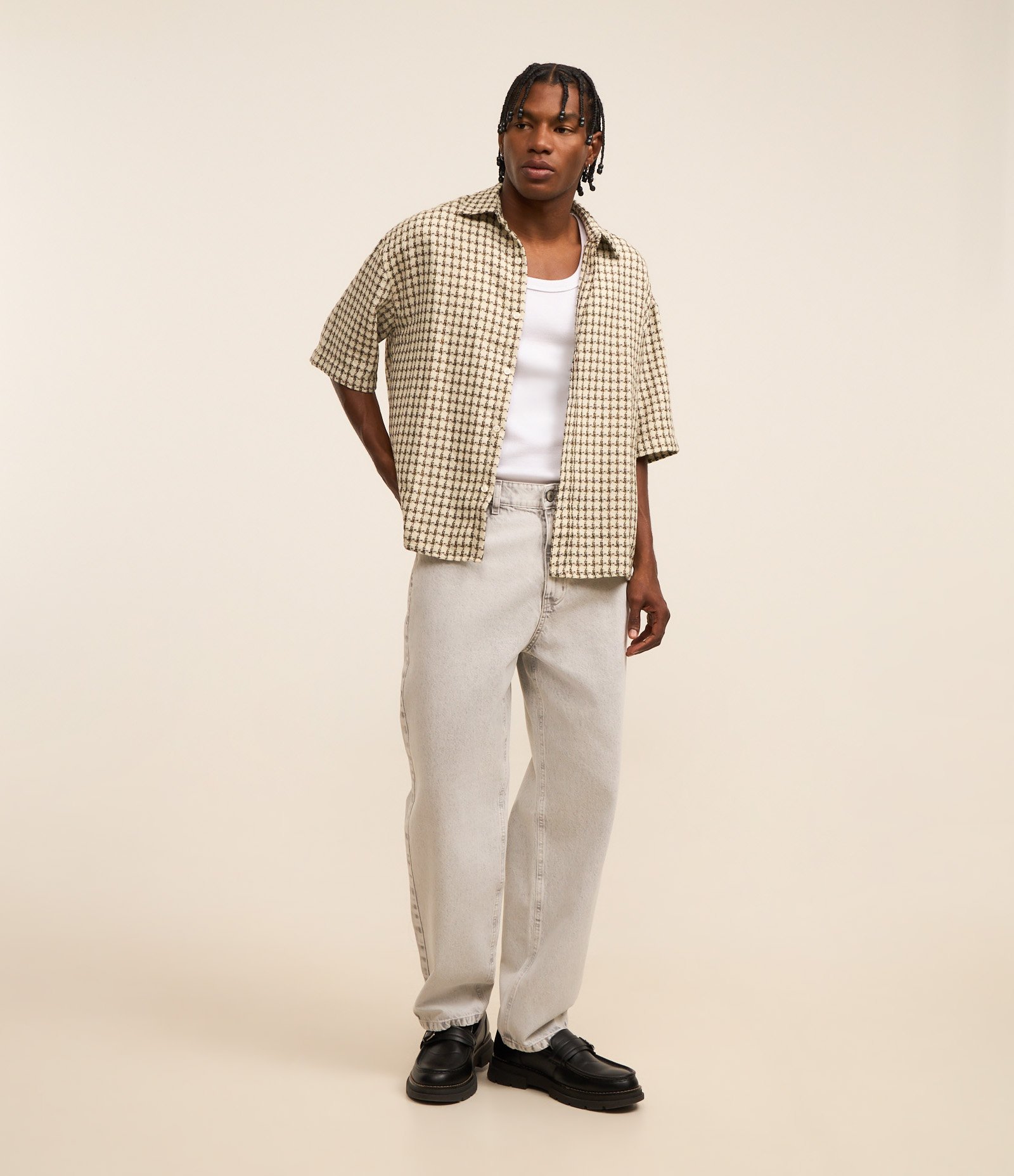 Calça Baggy em Jeans Vintage Cinza 1