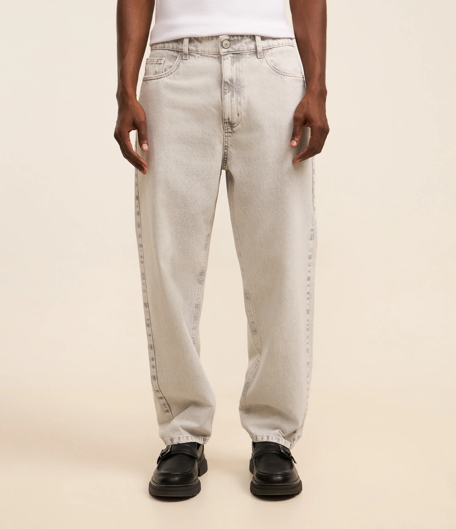 Calça Baggy em Jeans Vintage Cinza 2