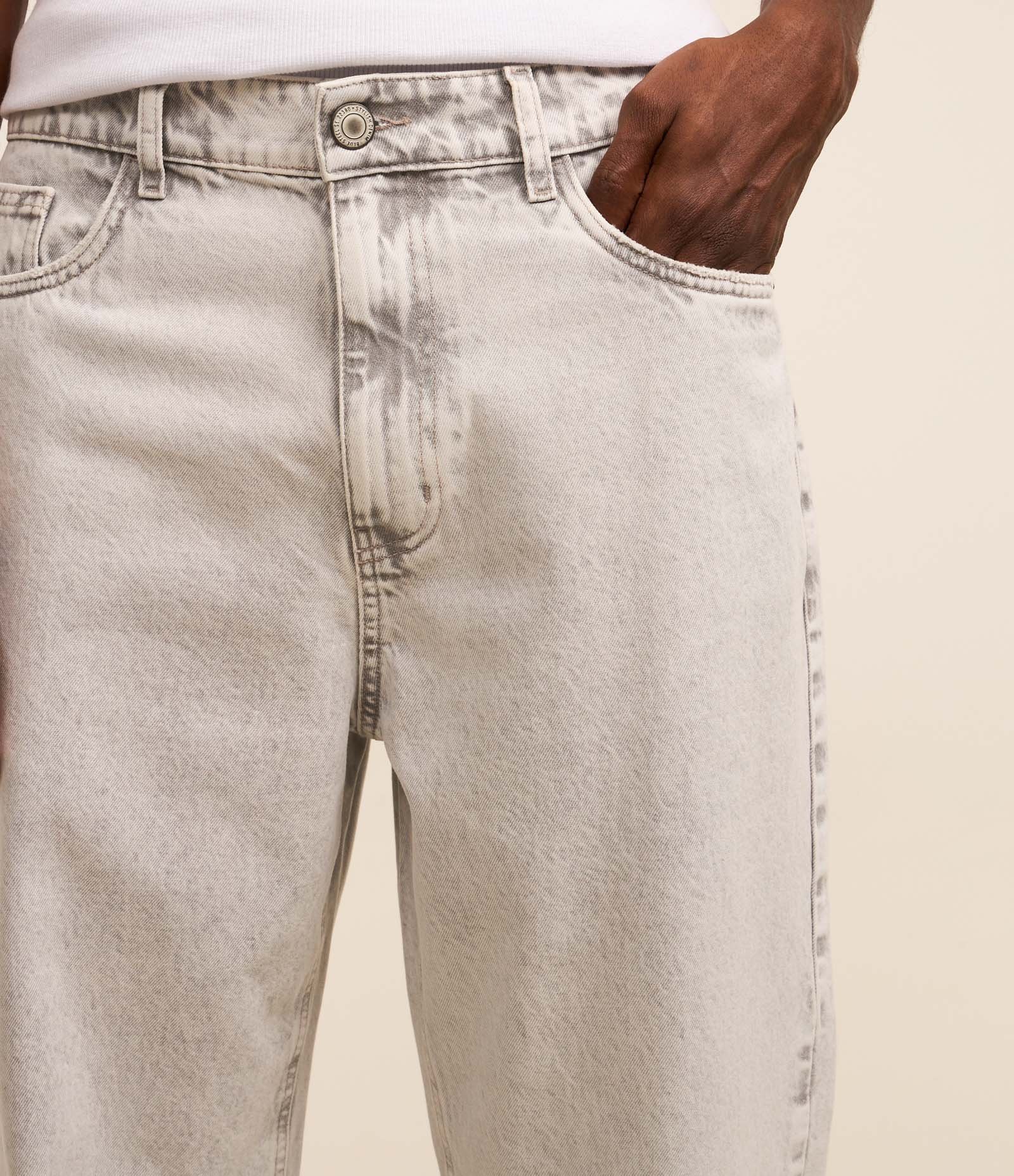 Calça Baggy em Jeans Vintage Cinza 4