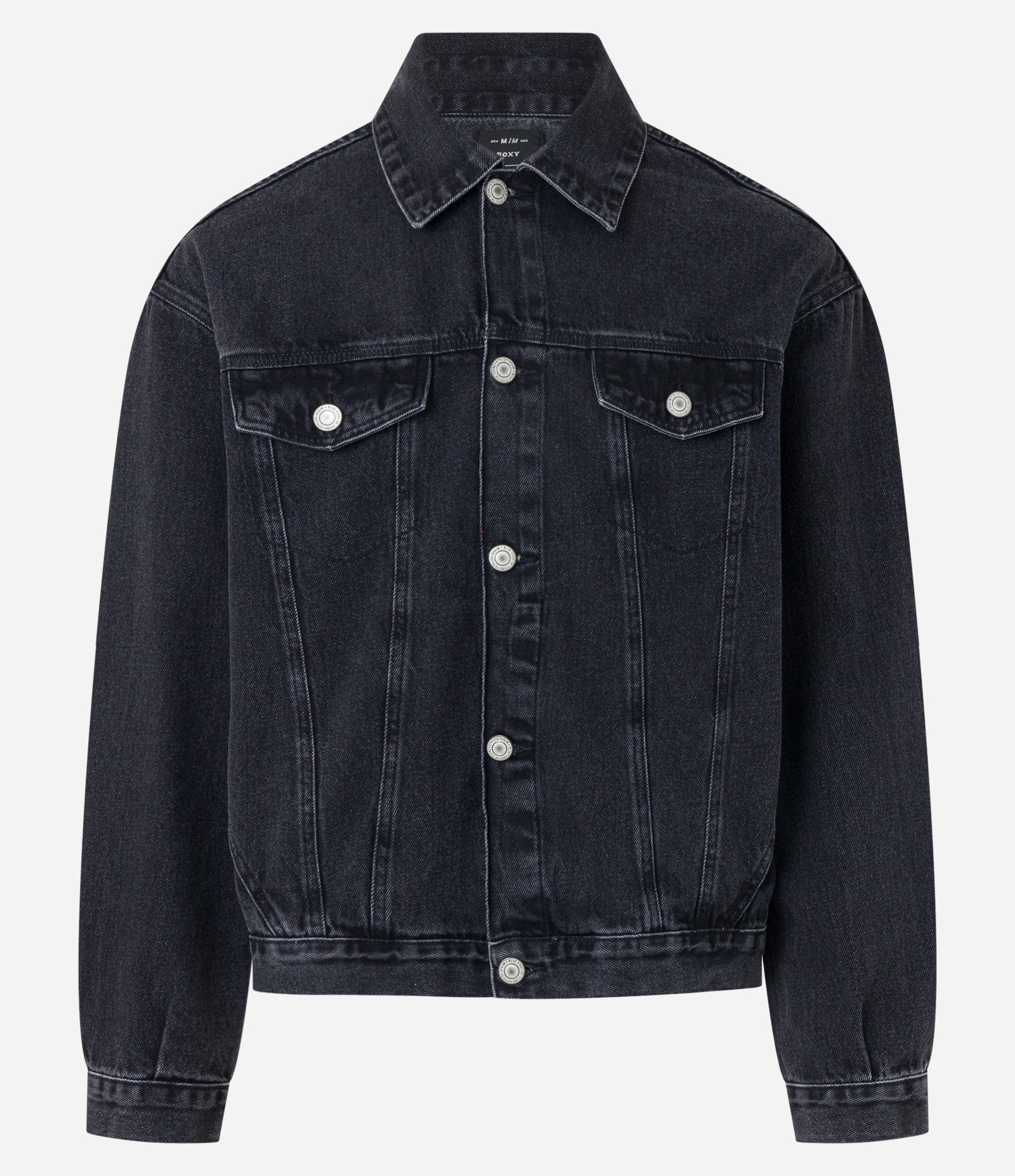 Jaqueta Trucker Boxy  em Jeans com Recortes Preto 10