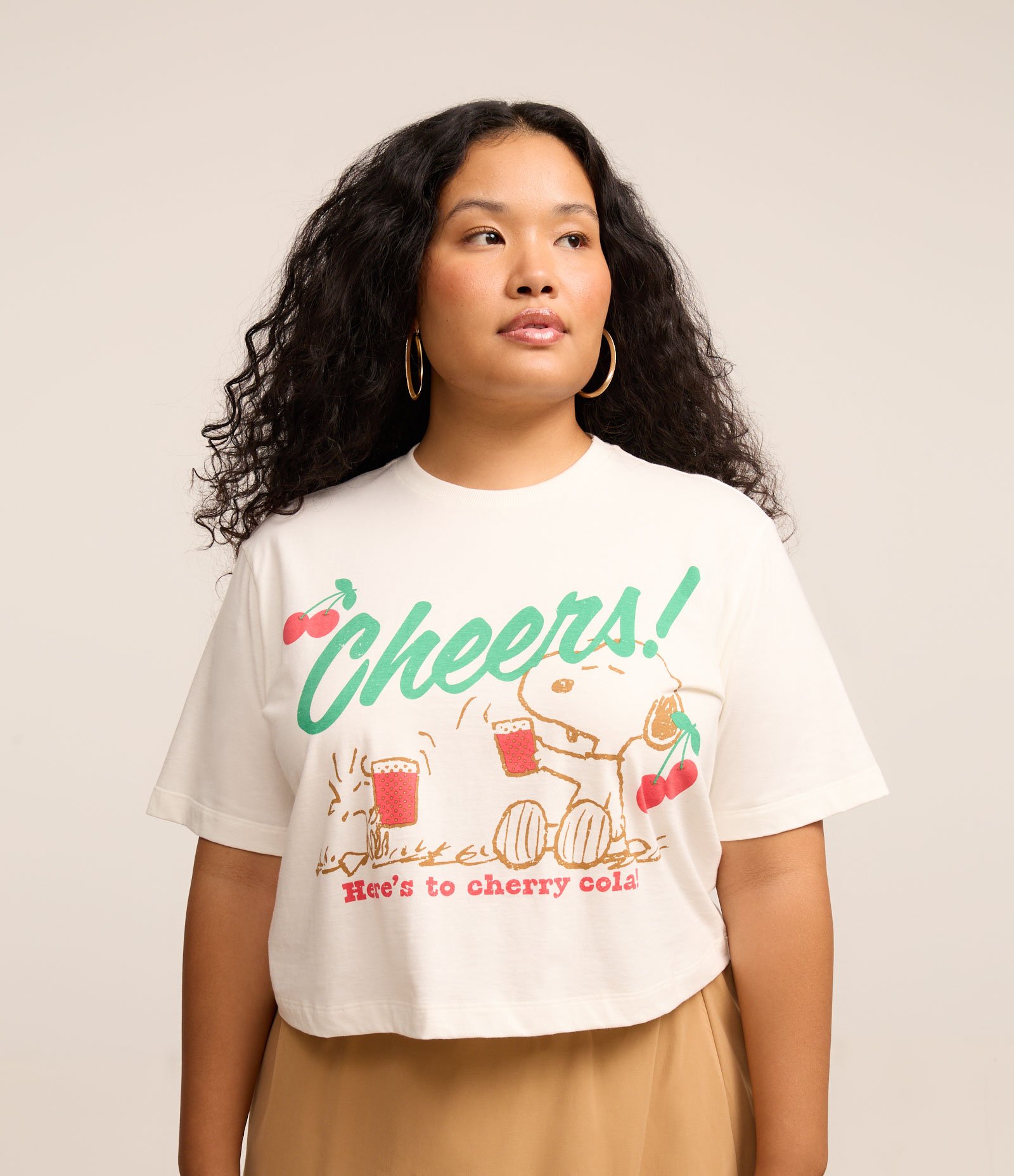 Camiseta Boxy com Estampa do Snoopy Curve & Plus Size Branco 1