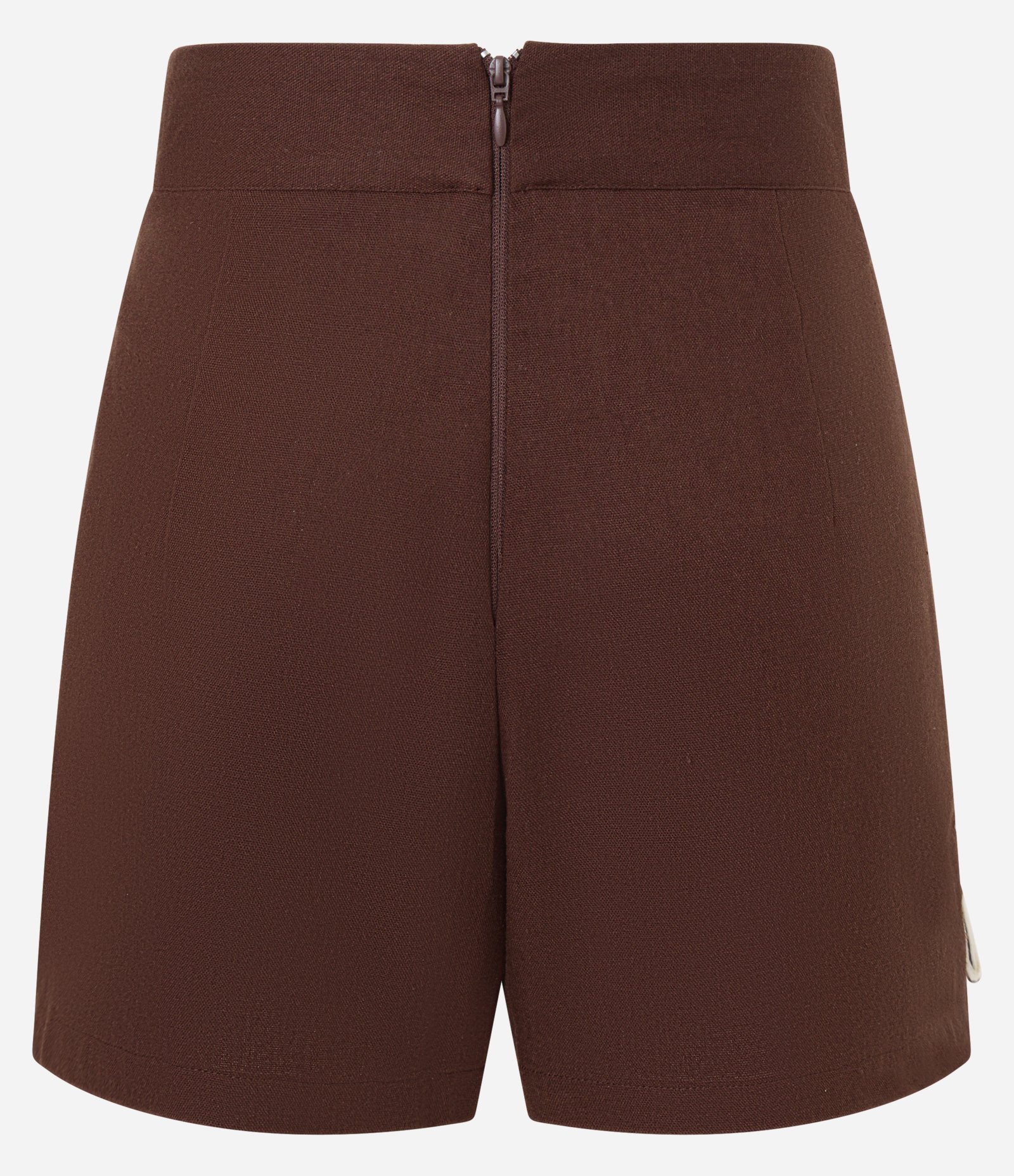 Short Saia Curto em Viscolinho com Textura e Bordado Marrom 7