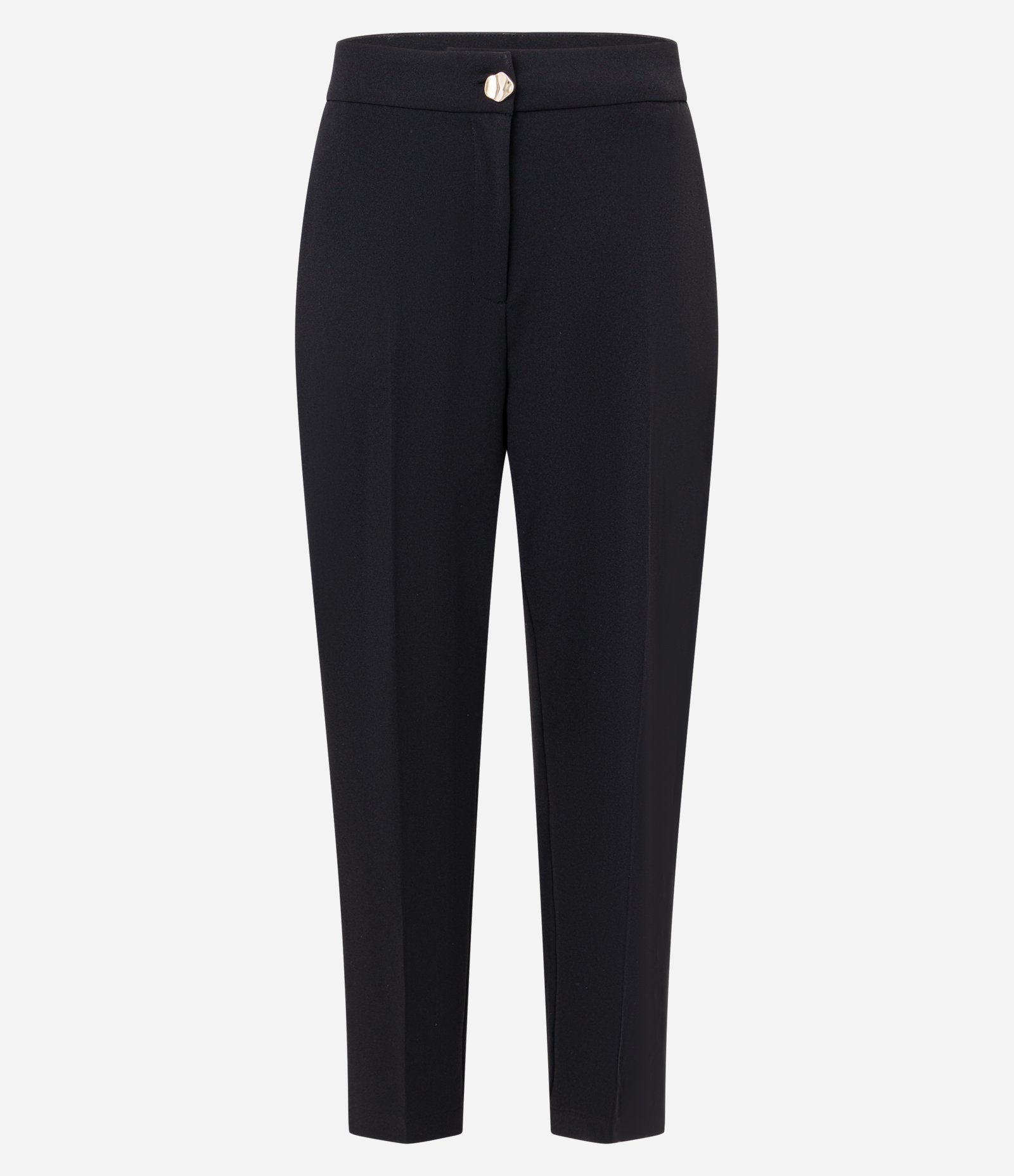 Calça Cenoura Cintura Alta com Botão de Metal Martelado Preto 5