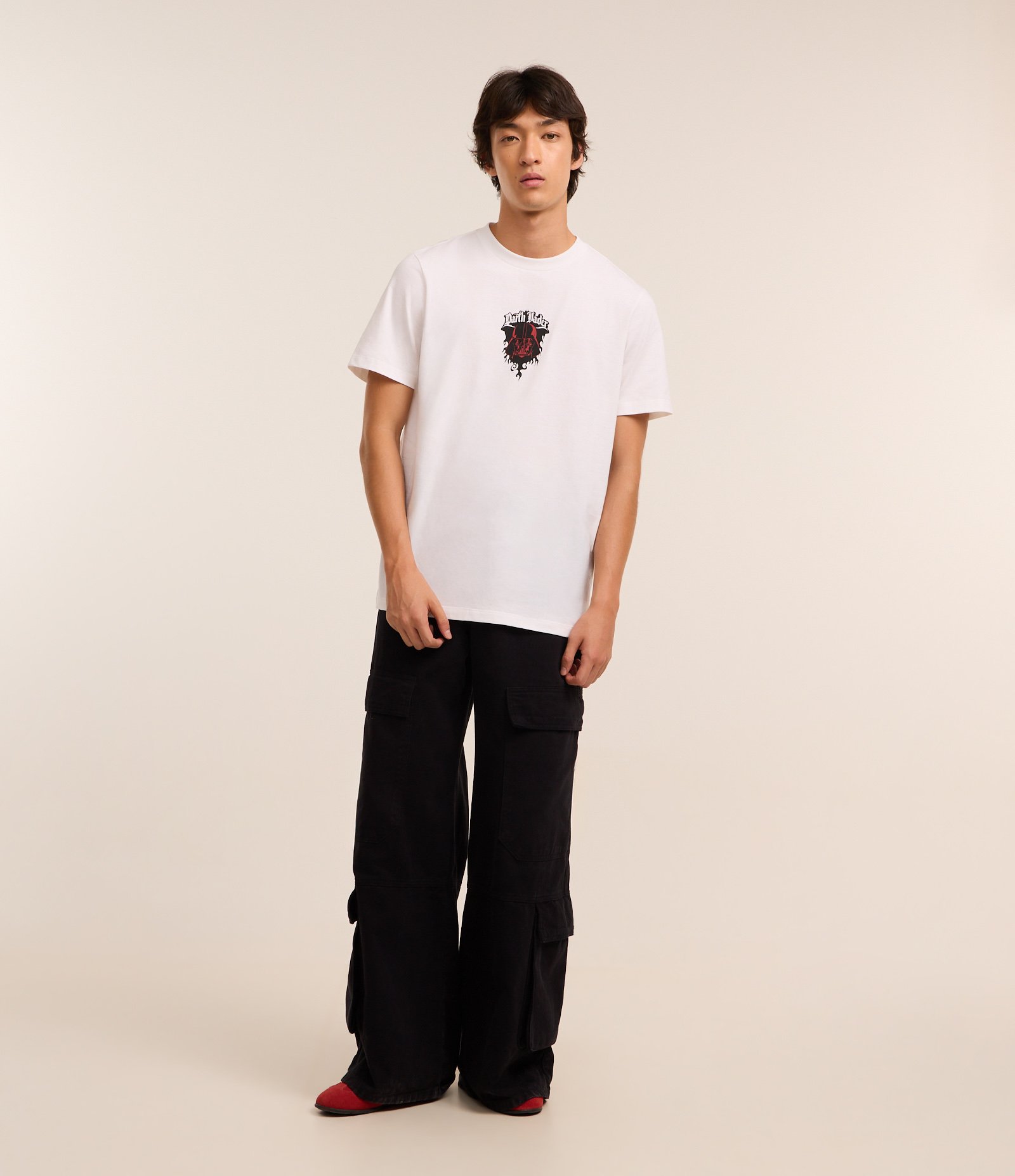 Camiseta Regular em Algodão com Estampa Star Wars Dark Side Branco 2