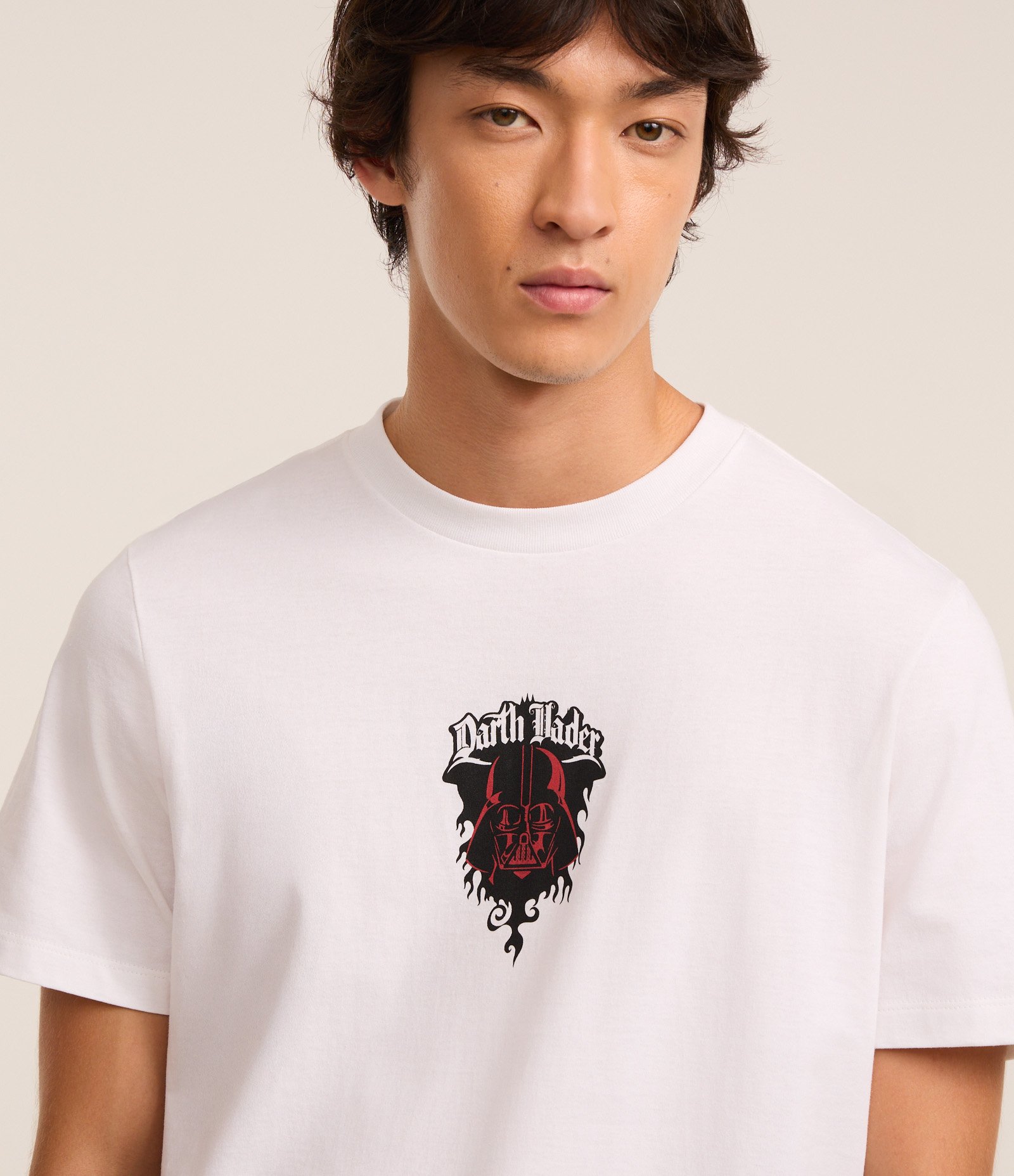 Camiseta Regular em Algodão com Estampa Star Wars Dark Side Branco 4