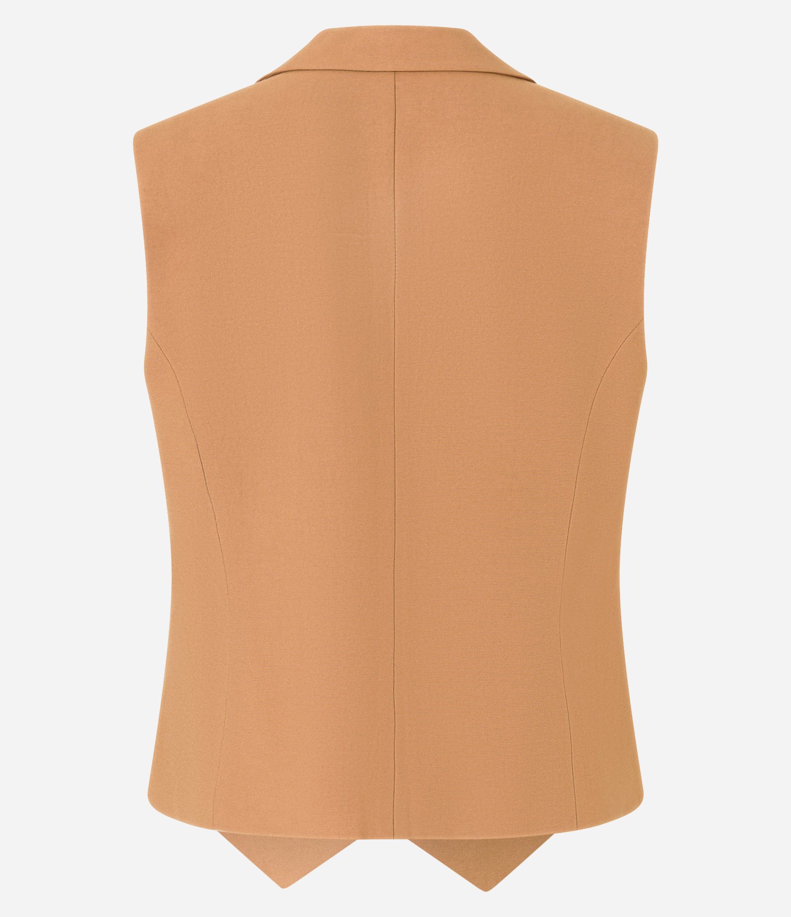 Colete Alfaiatado Longo em Viscose com Barra V Caramelo 6