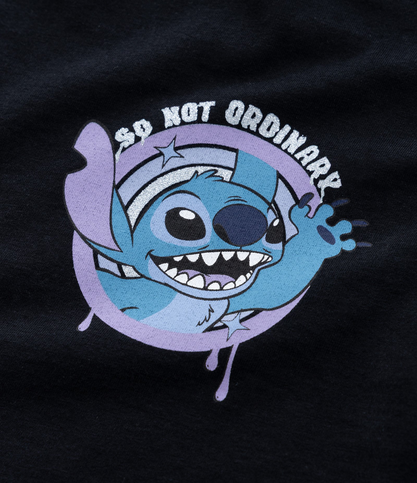 Camiseta Infantil com Estampa Frente e Costas Stitch - Tam 5 a 14 Anos Preto 3