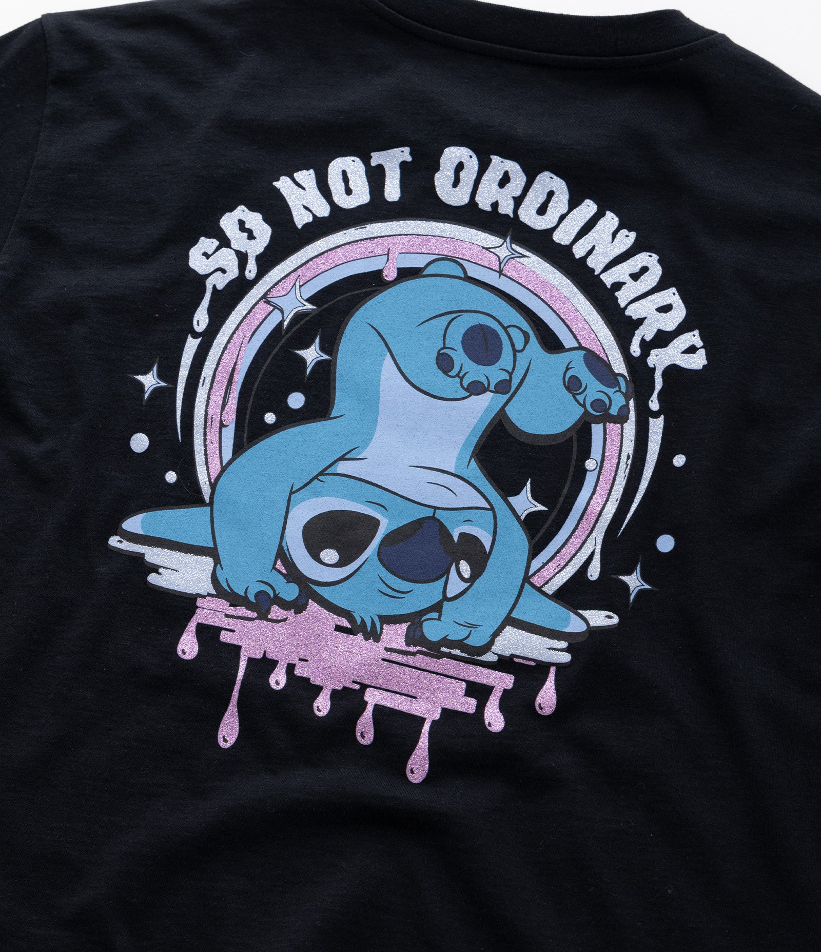 Camiseta Infantil com Estampa Frente e Costas Stitch - Tam 5 a 14 Anos Preto 4