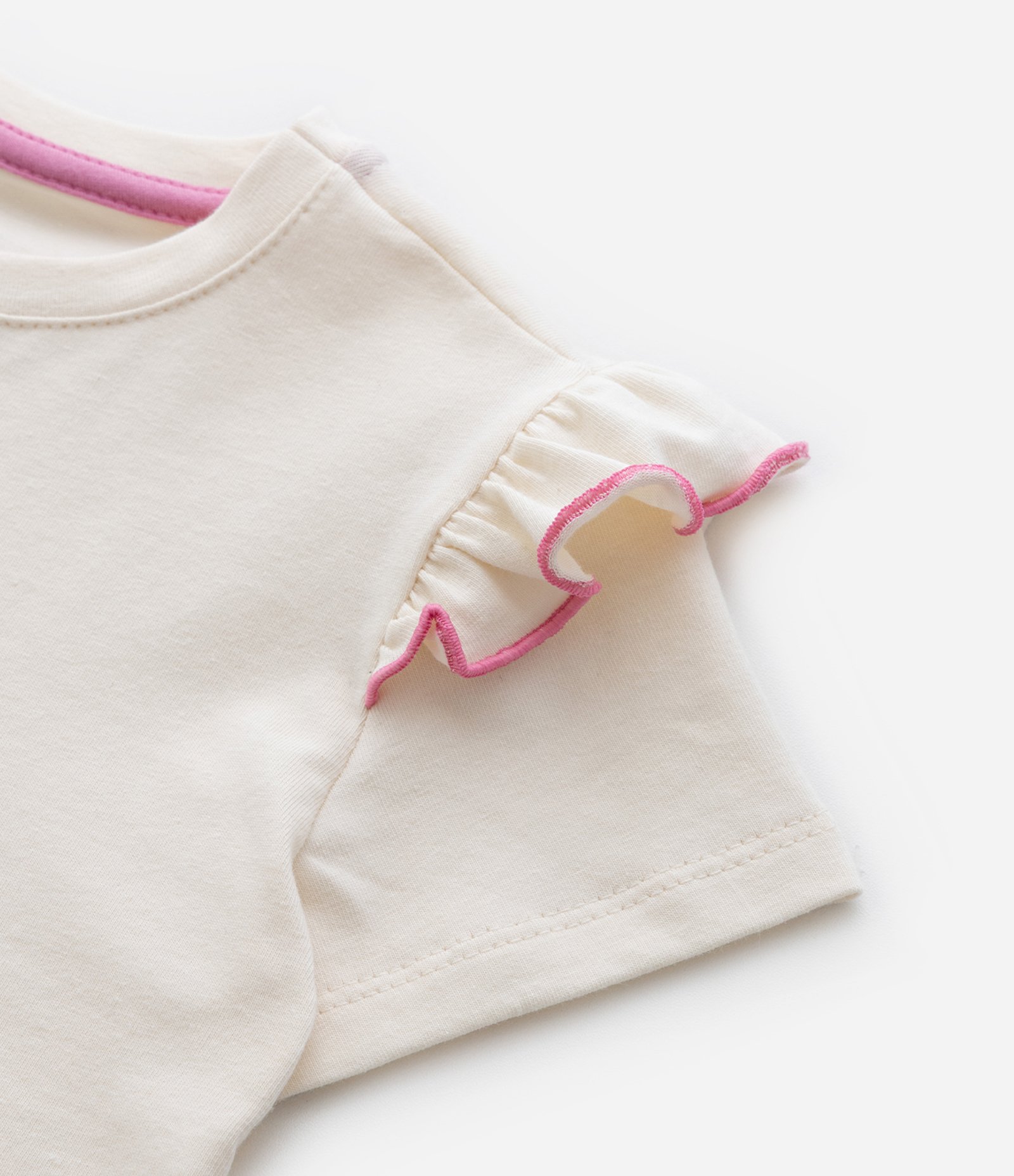 Camiseta Infantil com Babados e Estampa Skye - Tam 1 a 6 Anos Bege 4