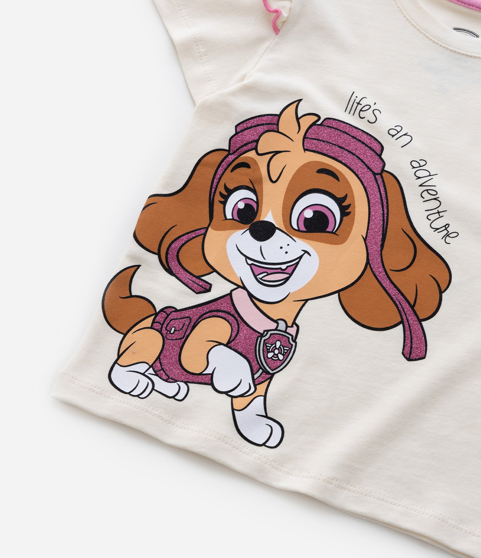 Camiseta Infantil com Babados e Estampa Skye - Tam 1 a 6 Anos Bege 5