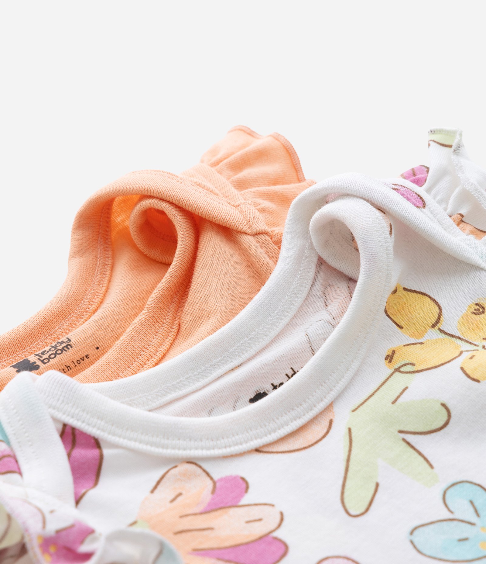 Kit 02 Bodies Infantis com Babado e Estampa Floral - Tam 0 a 18 meses Laranja/Multicores 6
