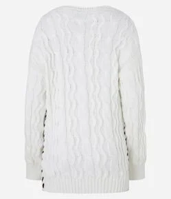 Casaco Alongado em Tricô com Detalhe Lateral