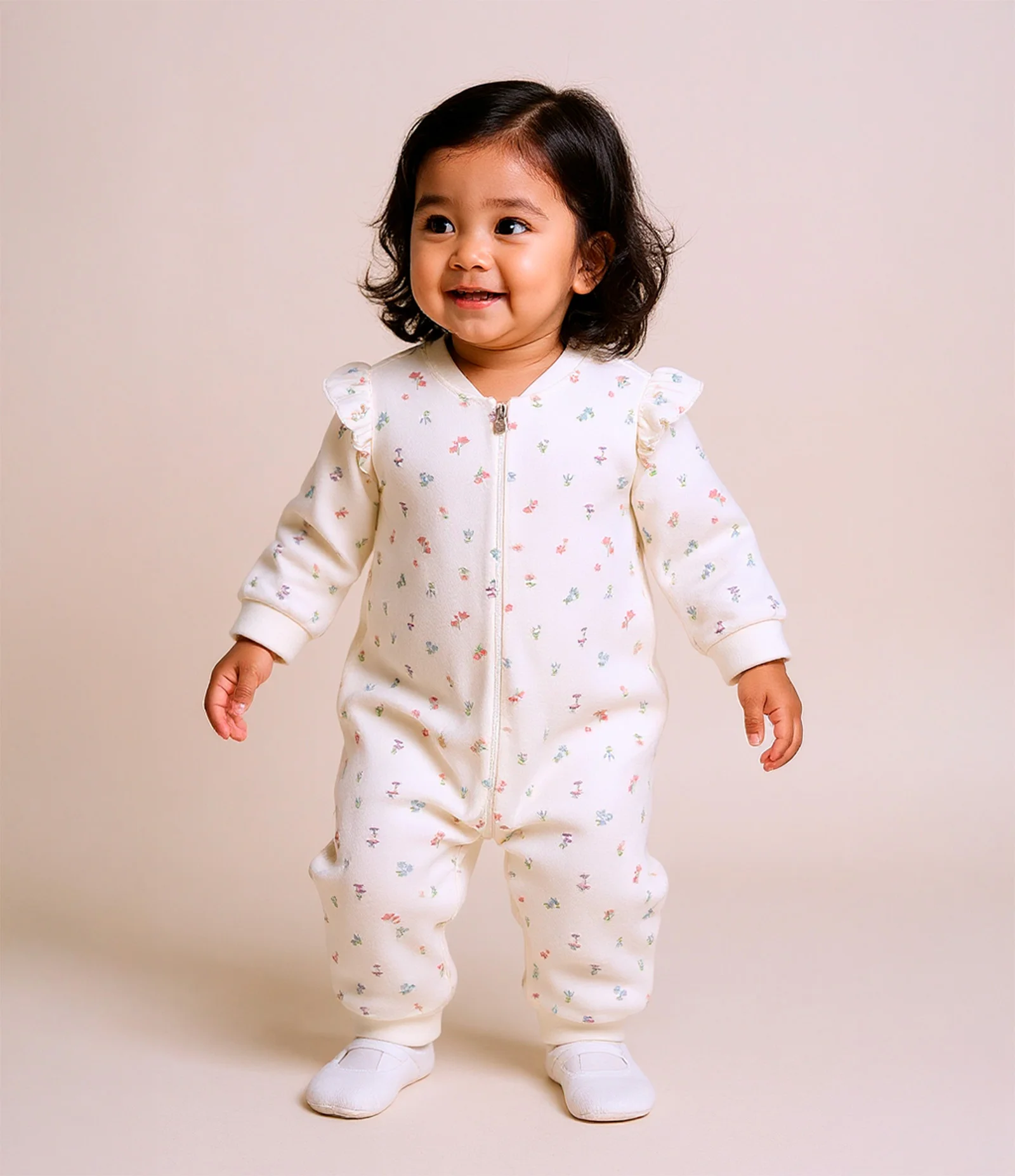 Macacão Infantil em Plush com Babadinhos - Tam 0 a 18 meses Branco 2