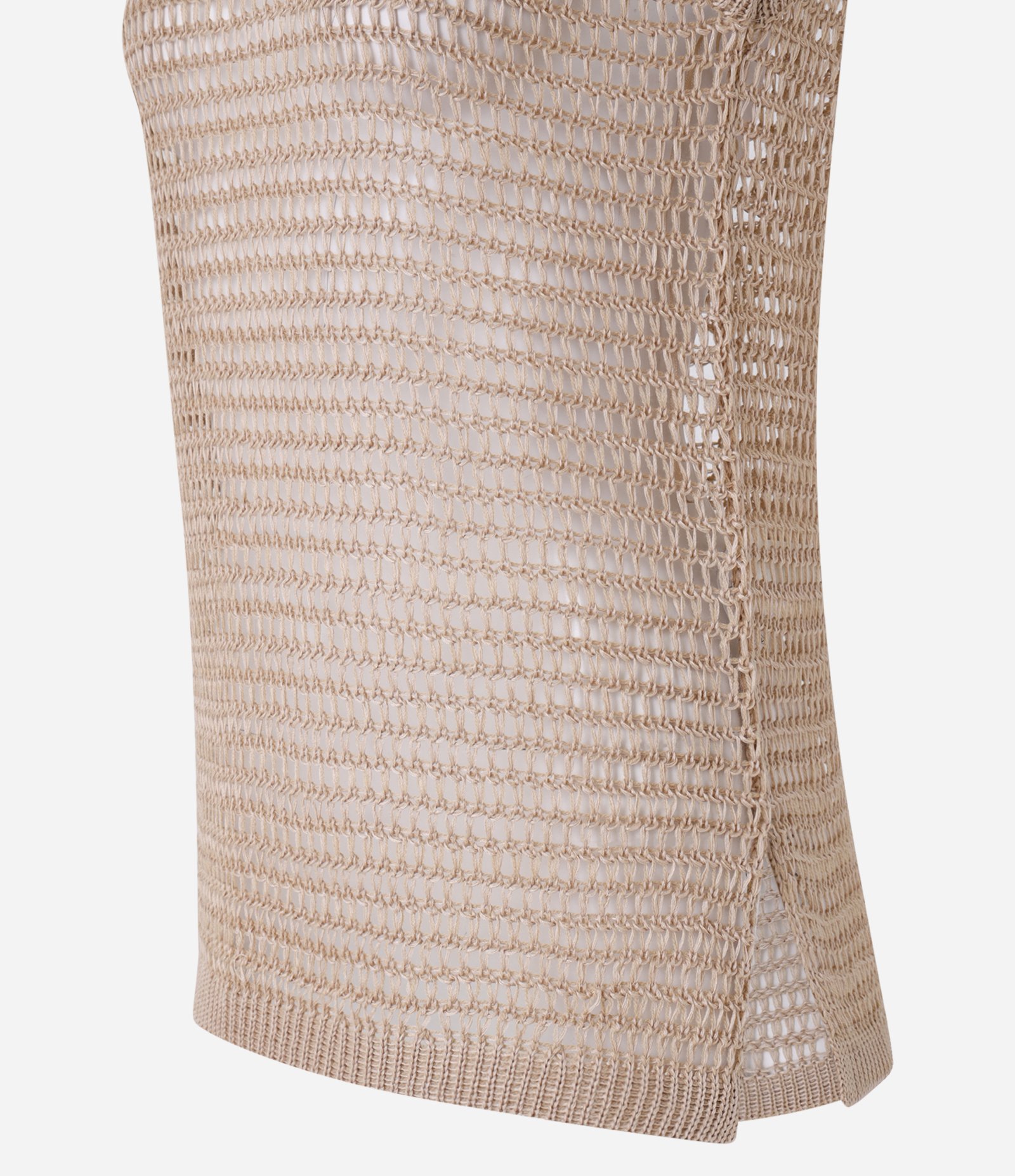 Blusa em Tricô com Ponto Vazado de Efeito Crochê Bege 8