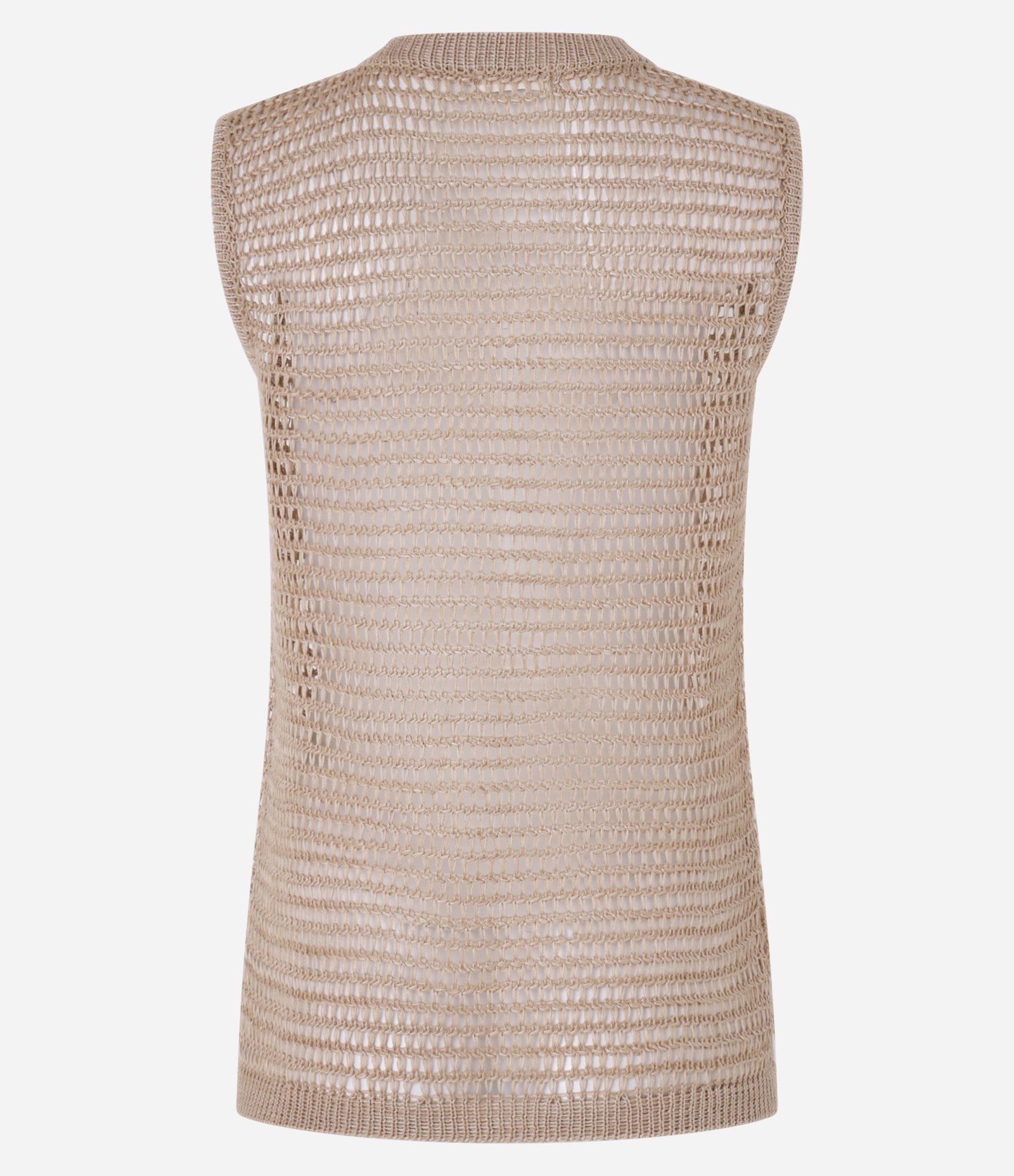 Blusa em Tricô com Ponto Vazado de Efeito Crochê Bege 9