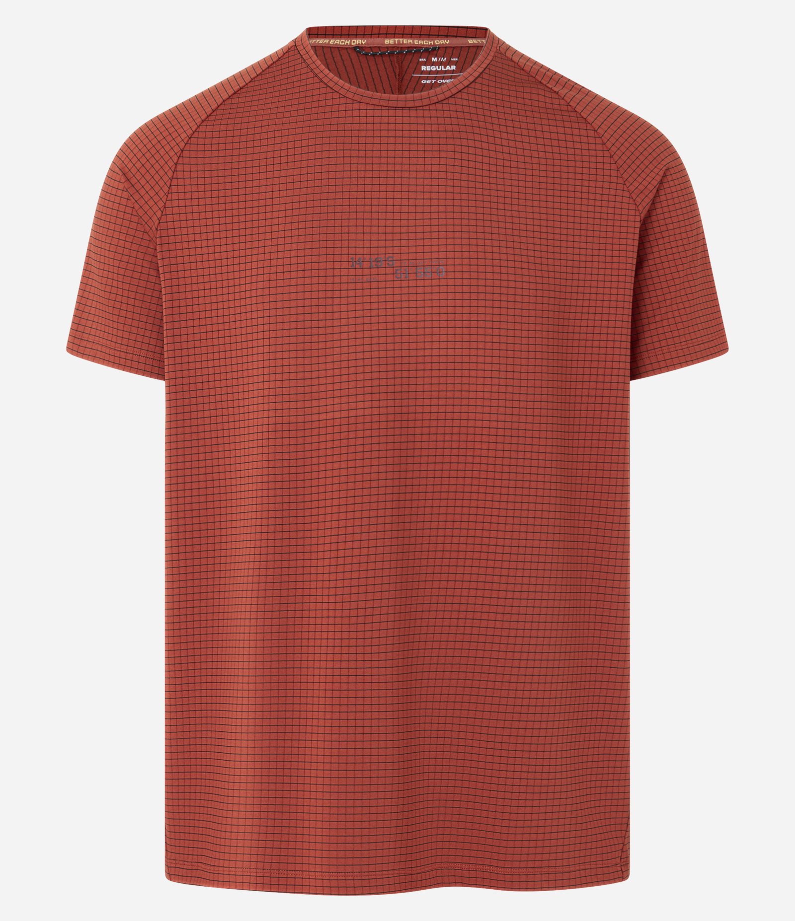 Camiseta Esportiva Regular com Estampa Quadriculada e Texturizada Vermelho 6