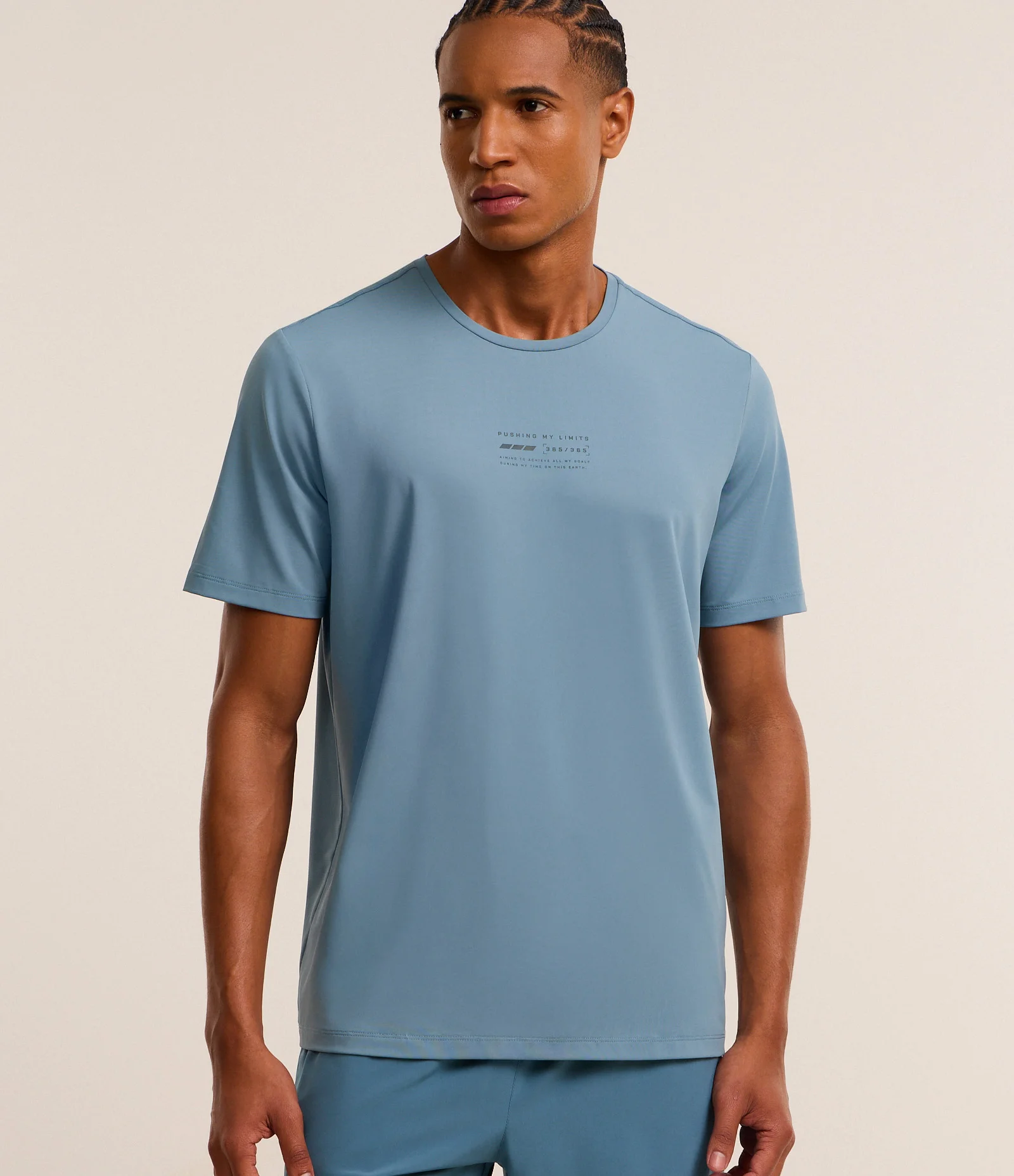 Camiseta Regular com Tecnologia Dry Estampa Localizada e Costas Respiráveis Azul 1