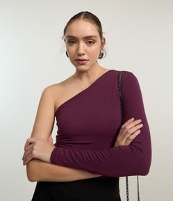 Body com Um Ombro Só e Drapeados Laterais