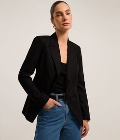 Blazer Alfaiataria em Viscolinho com Detalhe Assimétrico