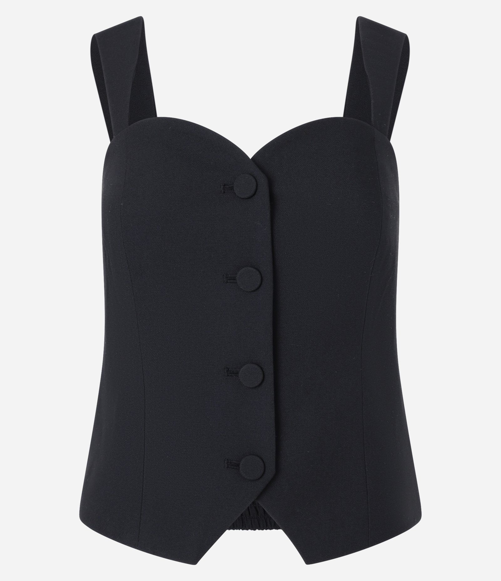 Blusa Alfaiatada com Decote Coração e Botões Forrados Preto 5