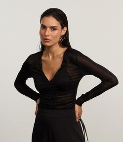 Blusa Texturizada com Drapeados Frontais
