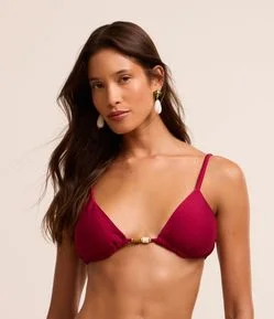 Biquíni Top Cortininha em Microfibra Canelada com Aviamento no Busto