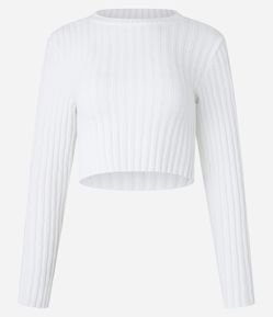 Blusa Cropped Texturizada em Tricô Chenille