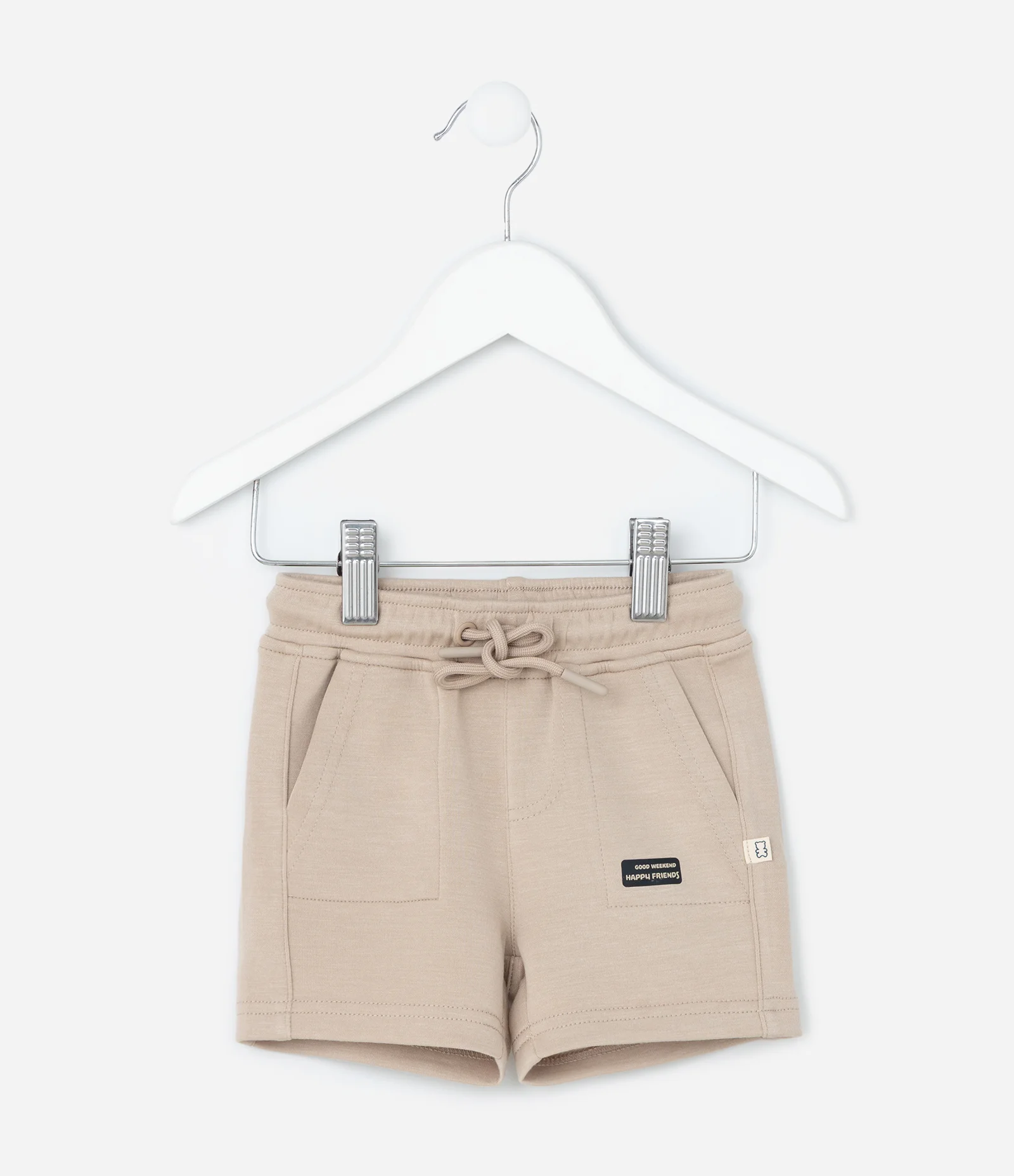 Bermuda Infantil com Bolsinhos e Amarração - Tam 0 a 18 meses Bege 1