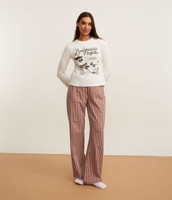 Pijama Longo em Algodão com Estampa Combinação Perfeita