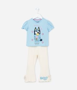 Conjunto Infantil com Estampa Bluey com Glitter - Tam 1 a 6 Anos
