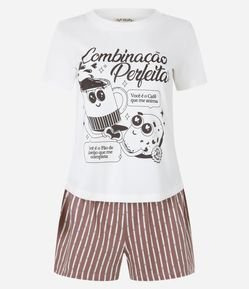 Pijama Short Doll em Algodão com Estampa Combinação Perfeita