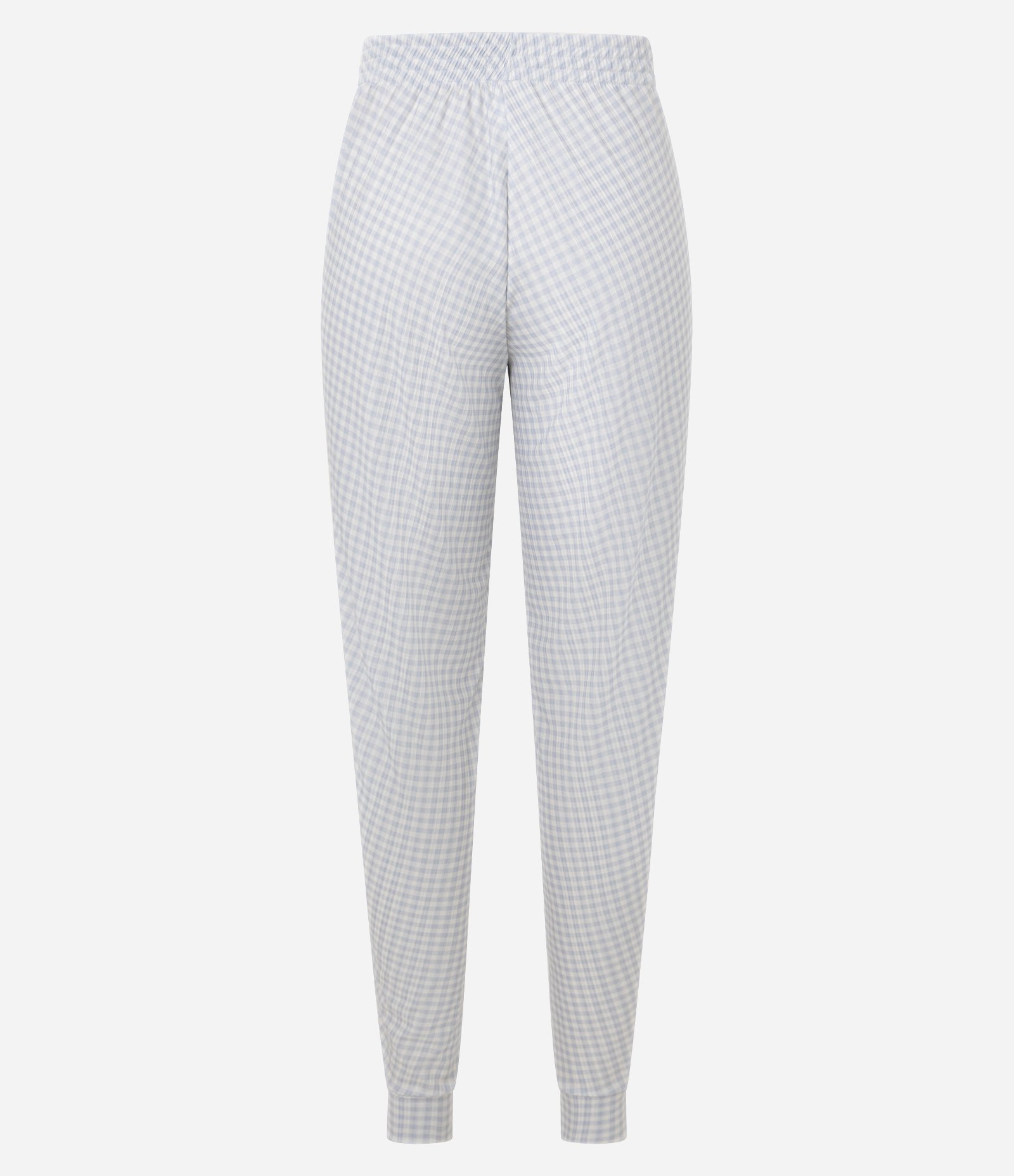 Calça de Pijama Jogger em Ribana Estampada Vichy com Laço na Cintura Azul 6