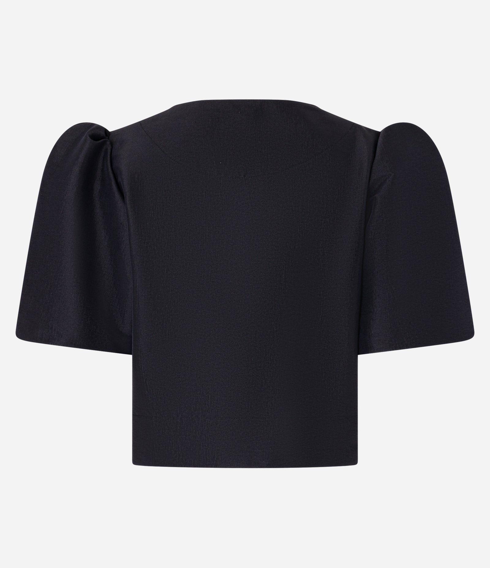 Blusa Balonê com Botão na Gola e Manga Bufante Preto 7