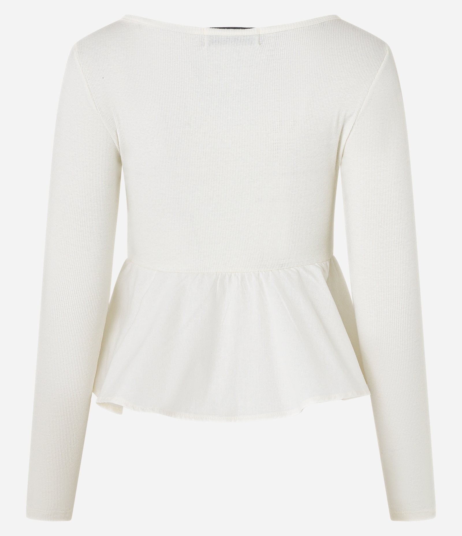 Blusa Peplum em Ribana e Tricoline com Botões Off White 3