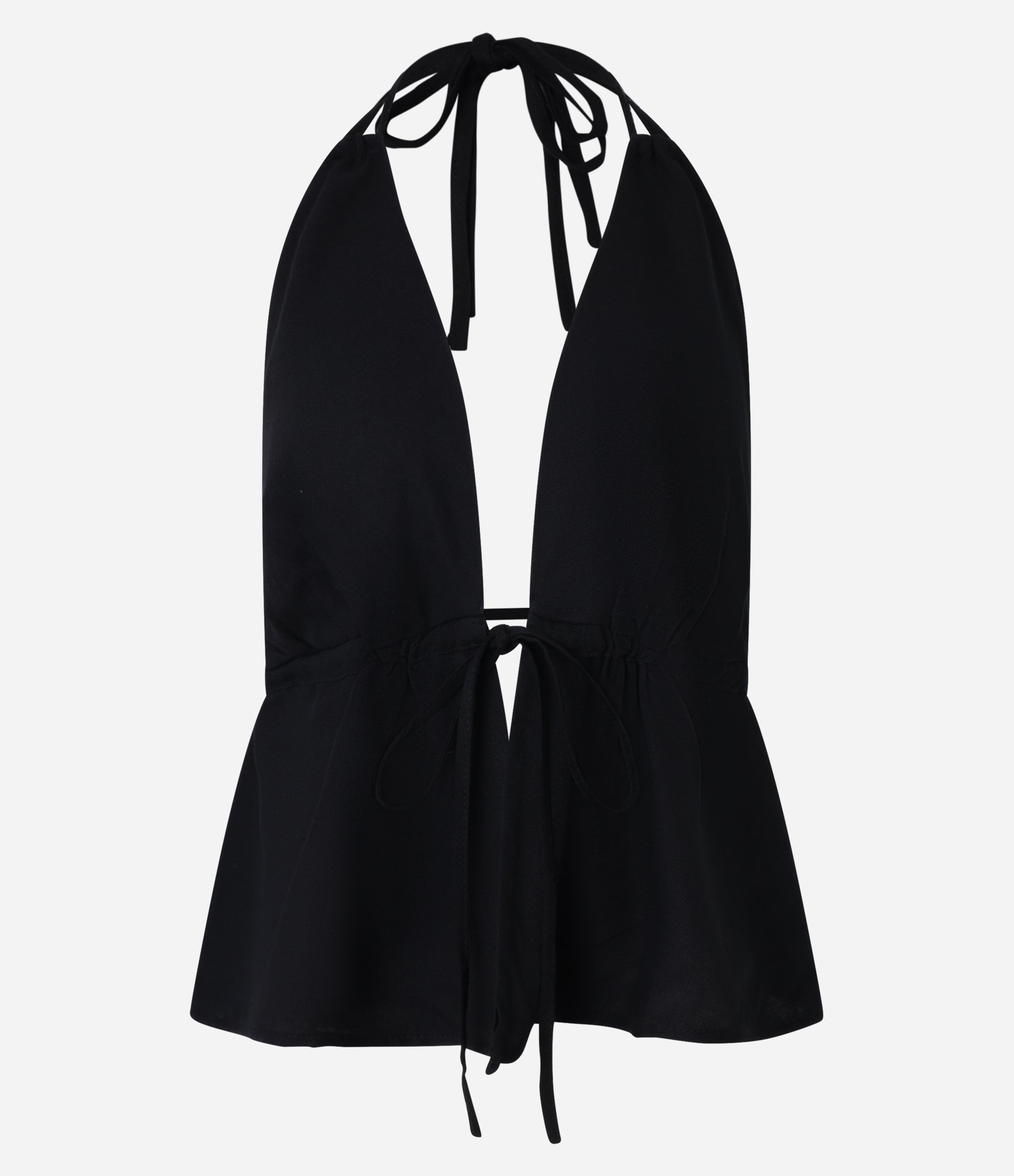 Blusa em Twill  Frente única com Amarração nas Costas Preto 6