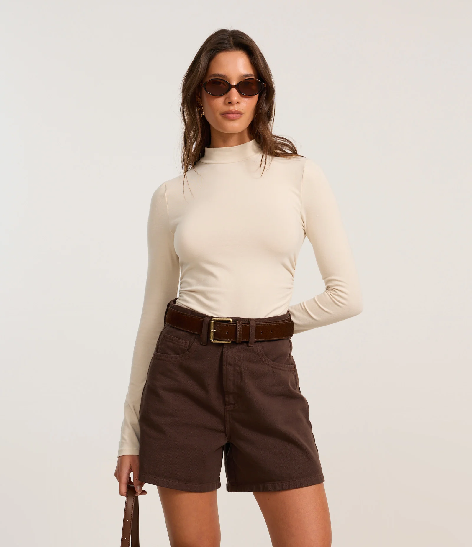 Body em Algodão com Golinha Alta e Manga Longa Off White 1