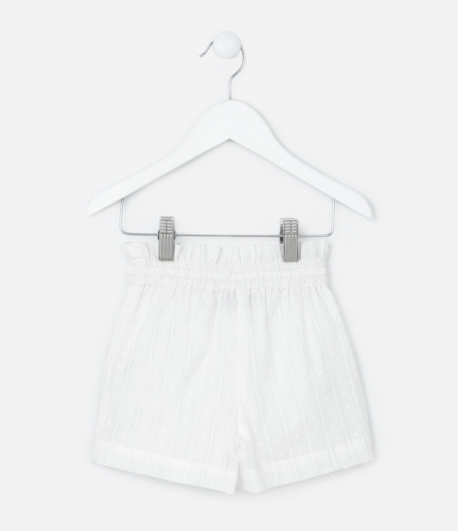 Short Infantil em Tricoline Texturizado com Amarração e Tassel - Tam 1 a 6 Anos Branco 2