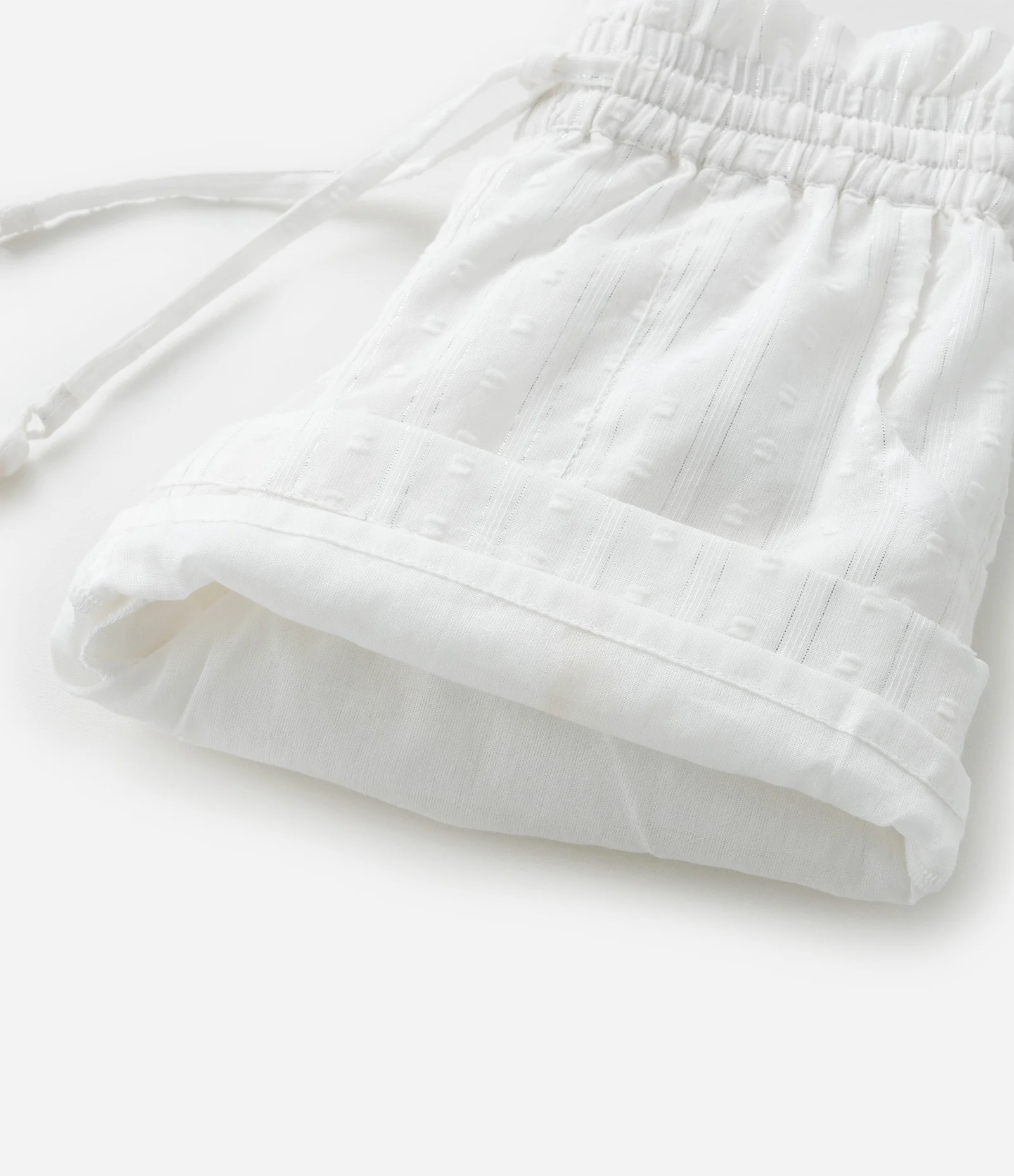 Short Infantil em Tricoline Texturizado com Amarração e Tassel - Tam 1 a 6 Anos Branco 4