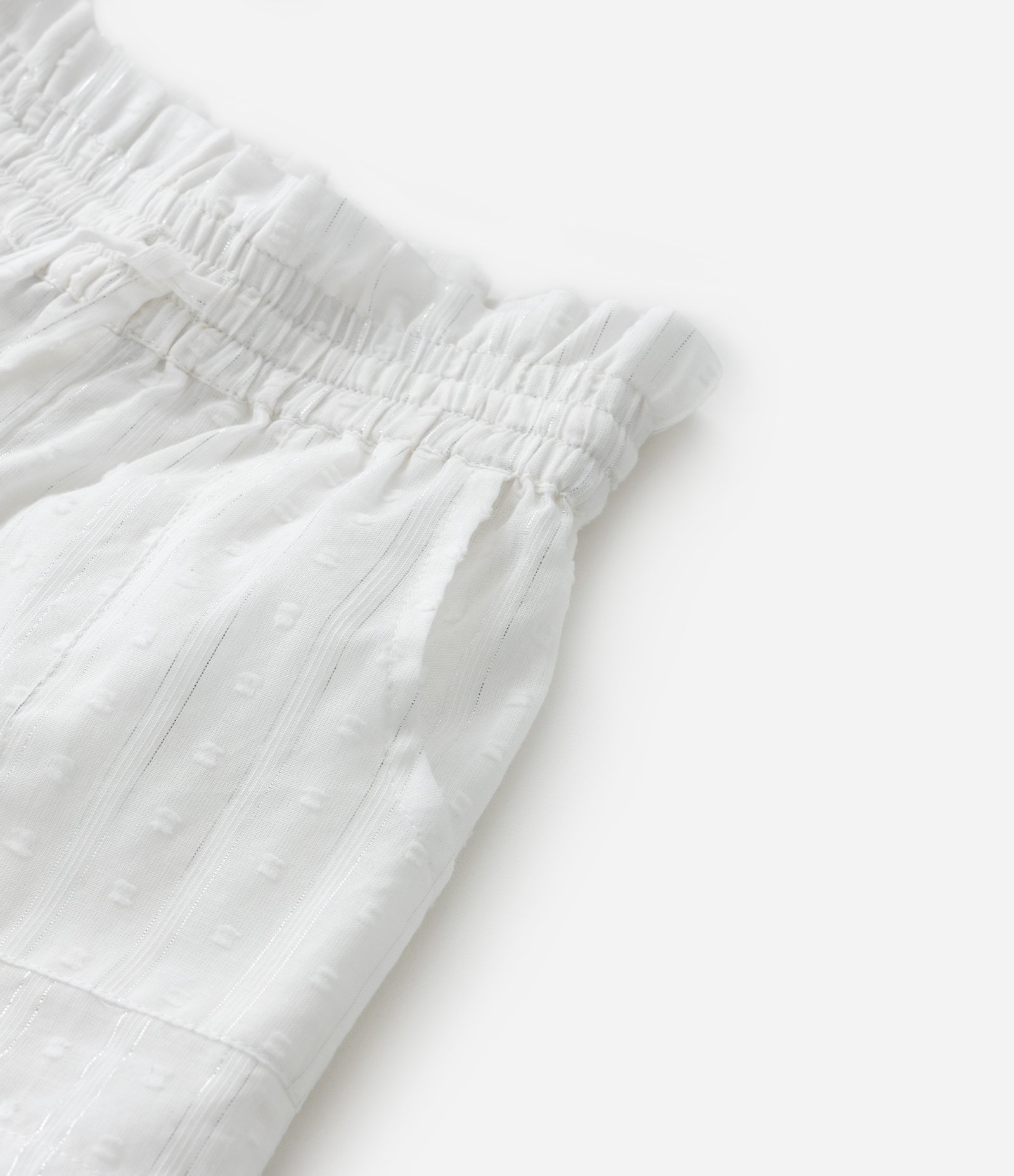 Short Infantil em Tricoline Texturizado com Amarração e Tassel - Tam 1 a 6 Anos Branco 6