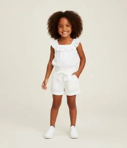 Short Infantil em Tricoline Texturizado com Amarração e Tassel - Tam 1 a 6 Anos