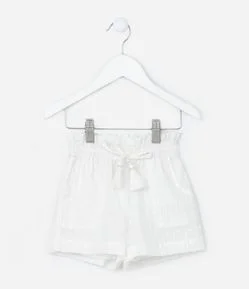 Short Infantil em Tricoline Texturizado com Amarração e Tassel - Tam 1 a 6 Anos