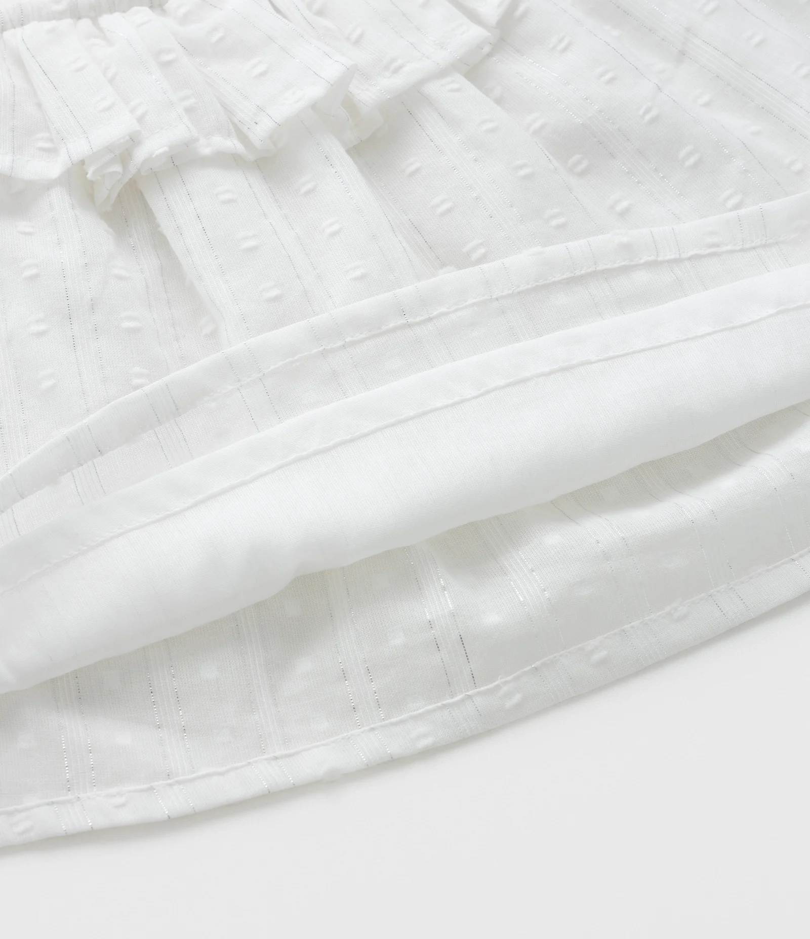 Blusa Infantil em Tricoline Texturizado com Babado - Tam 1 a 6 Anos Branco 4