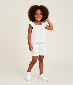 Blusa Infantil em Tricoline Texturizado com Babado - Tam 1 a 6 Anos