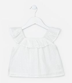 Blusa Infantil em Tricoline Texturizado com Babado - Tam 1 a 6 Anos