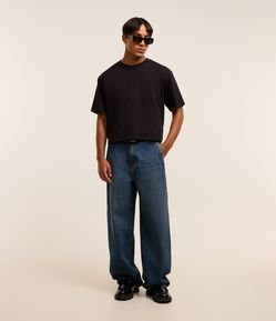 Calça Super Baggy em Jeans com Bolso Faca Frontal