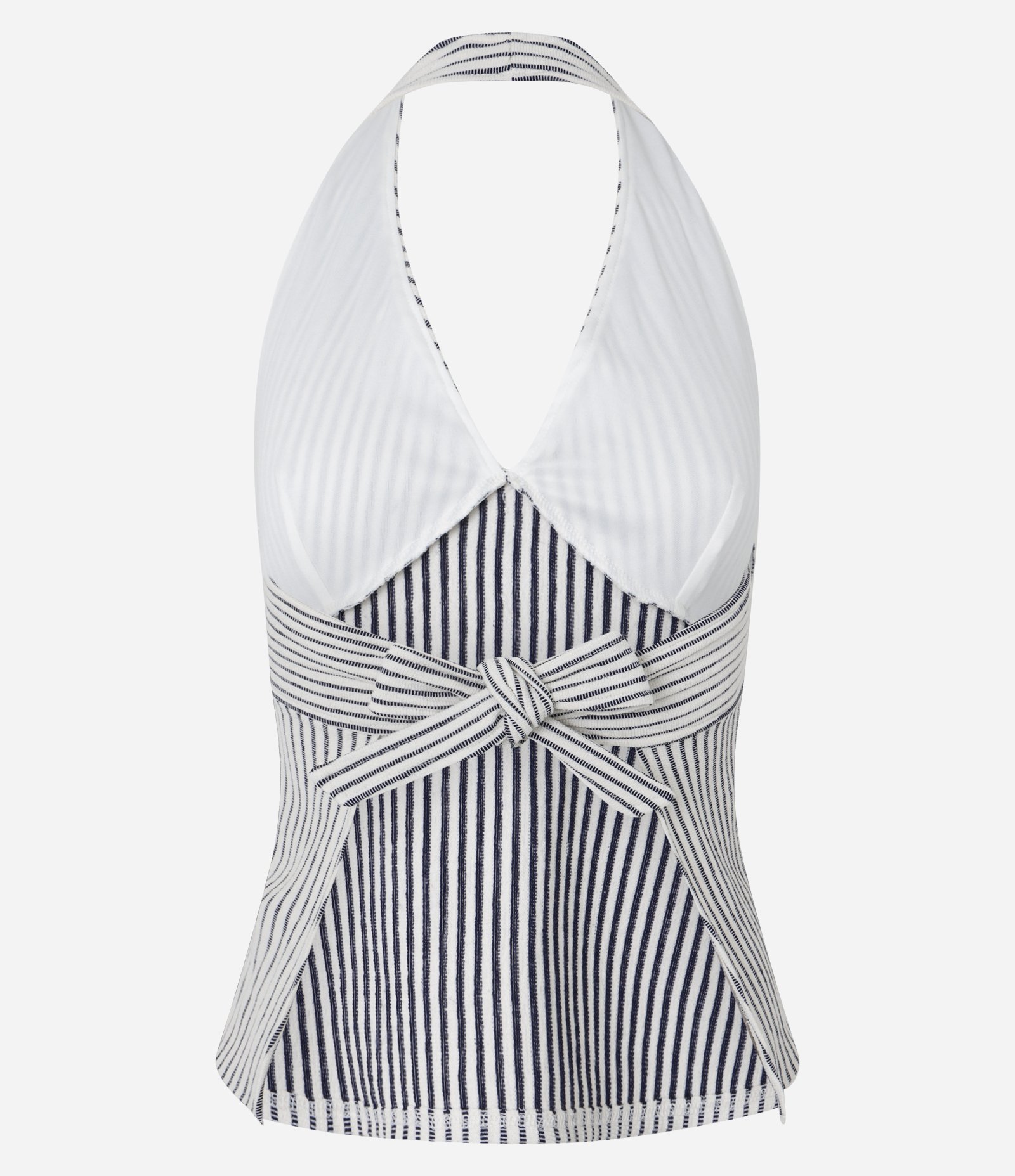 Blusa Frente Única Texturizada com Listras e Botões Off White 7