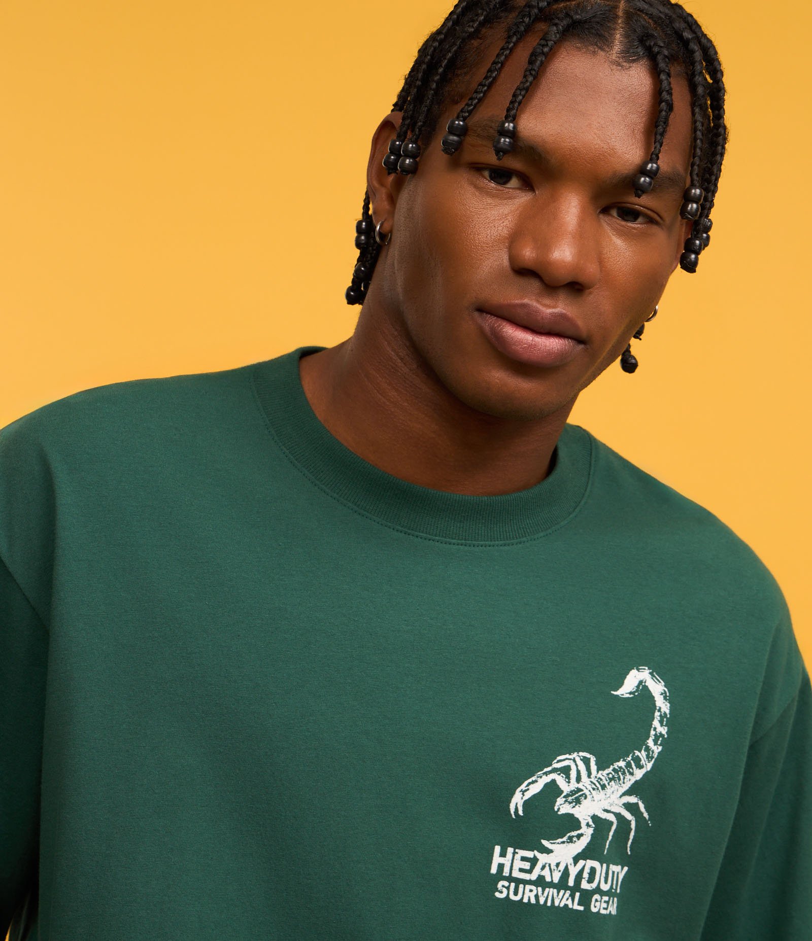 Camiseta Boxy em Algodão com estampa Lettering e Escorpiões Verde 5