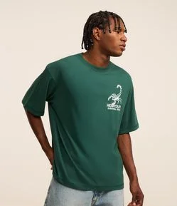 Camiseta Boxy em Algodão com estampa Lettering e Escorpiões